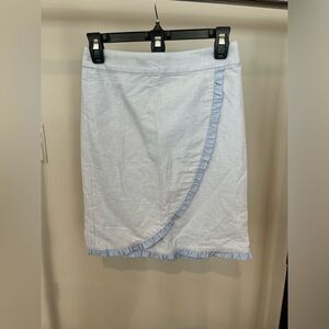 J. Crew NWT Light‎ Blue Oxford Ruffle Pencil Skirt -  Size 0